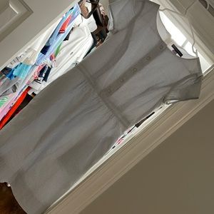 Blue and white seersucker dress with pockets